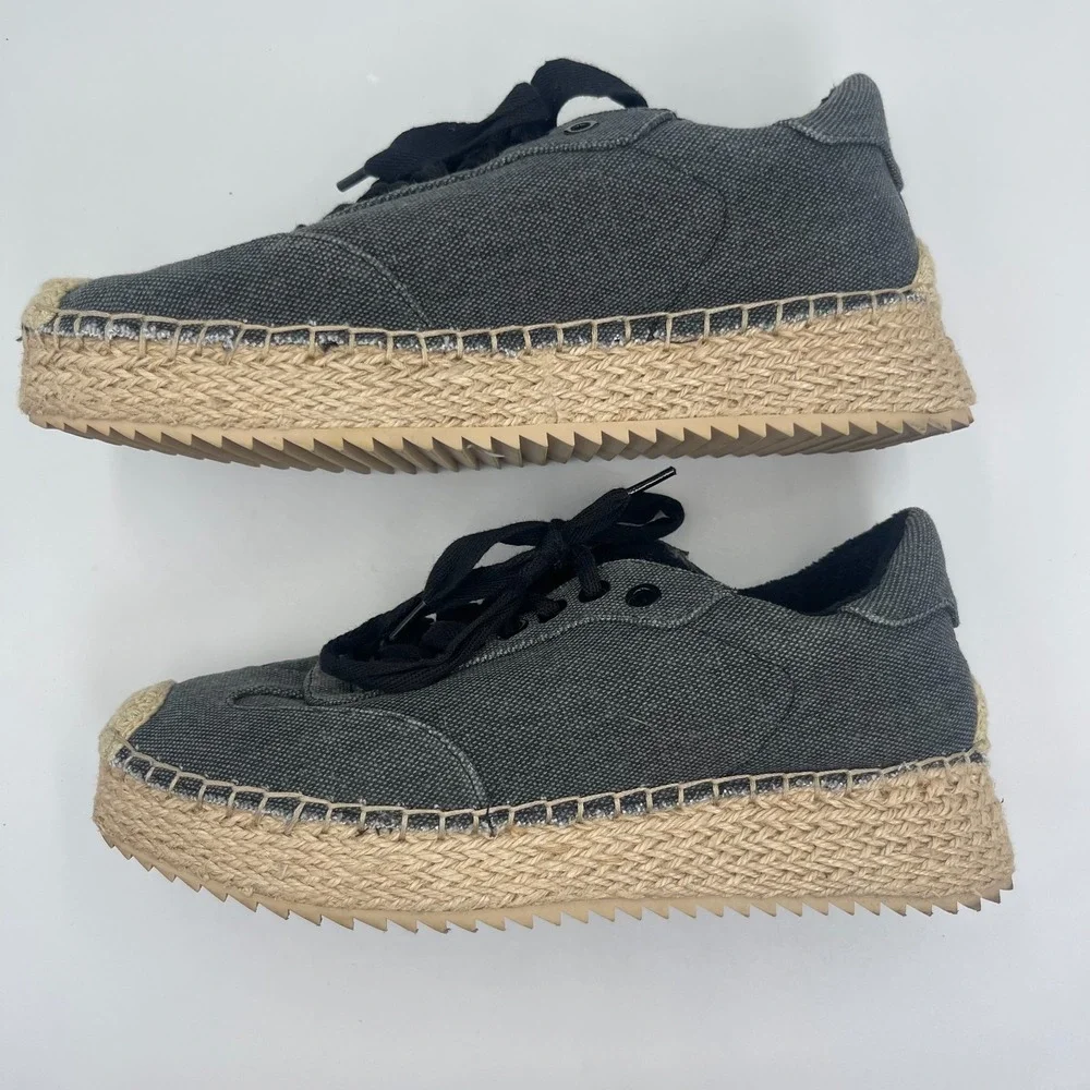 JLO Jennifer Lopez Lolan Espadrille‎ Sneakers Womens US 7M Black Platform Shoes